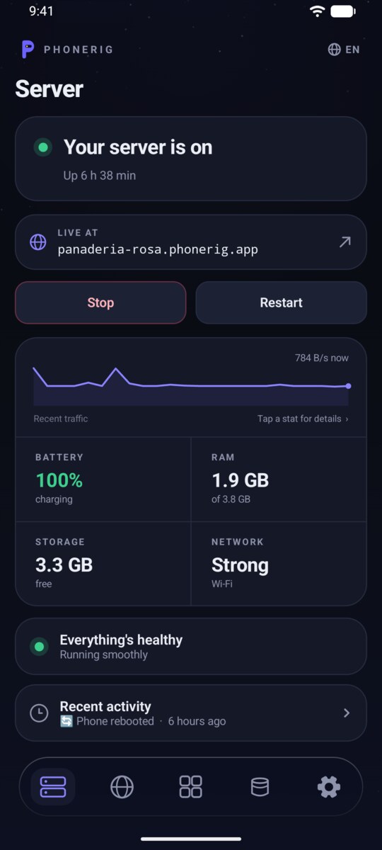 Your server, on and live